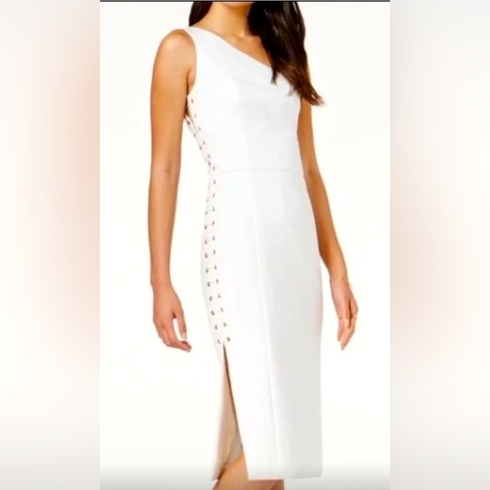 Anthropologie Mare Mare Caliz White One Shoulder Lace Up Midi Dress Size S